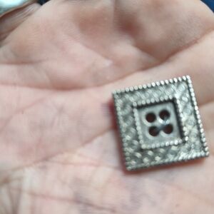 Intricate Square Silver Button